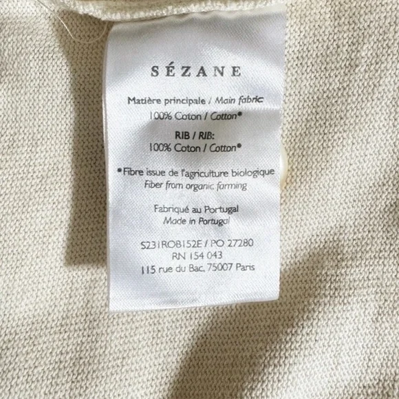 Sezane Emy Dress in Cream Button Shoulder 100% Organic Cotton Size XXL - Picture 5 of 10